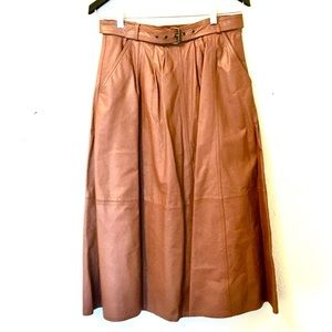70’s Tan Leather A-line Full MIDI vintage skirt